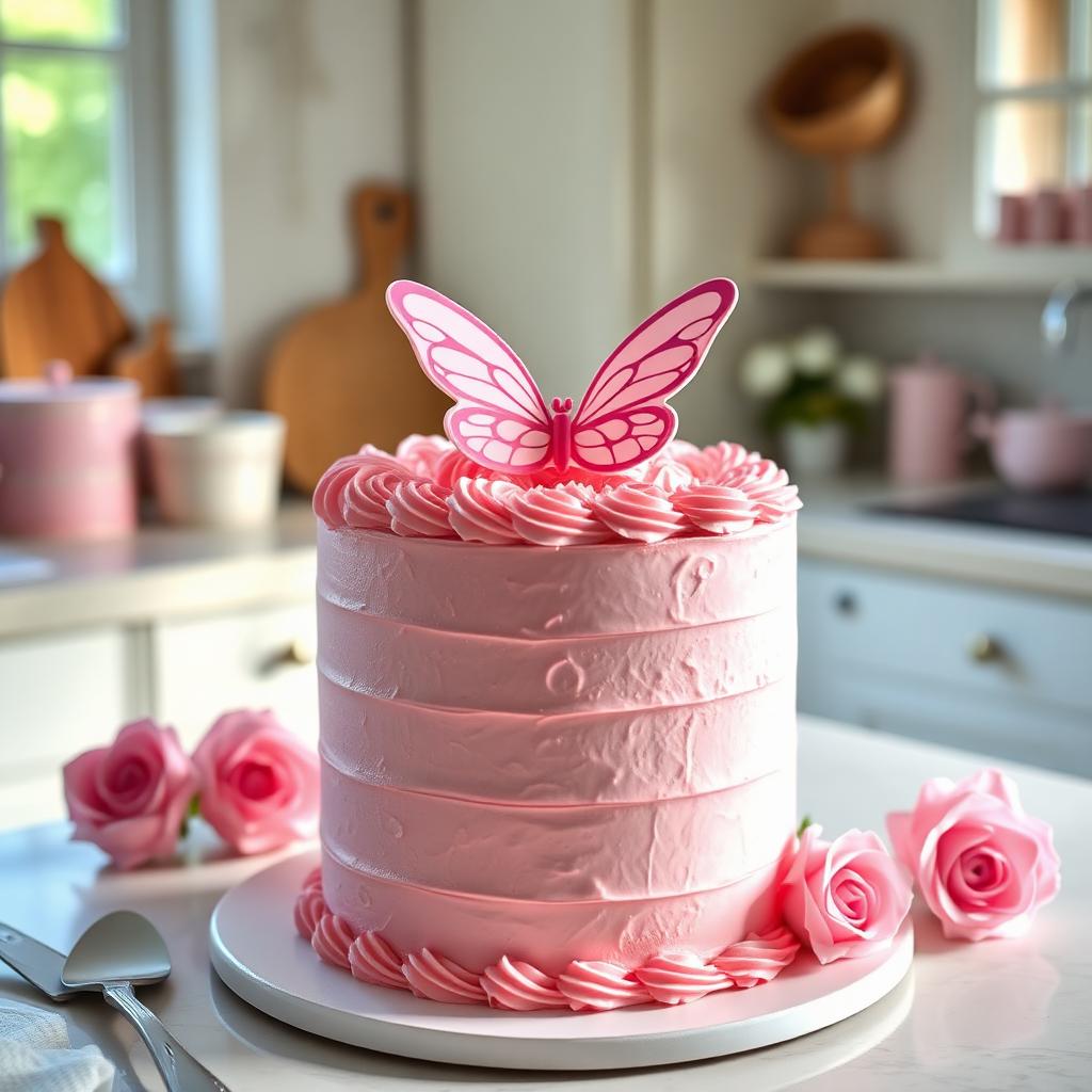 Pink butterfly cake handcrafted by Jules